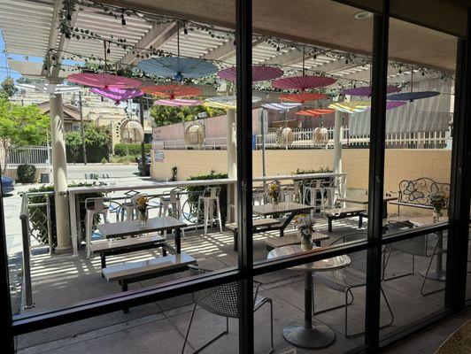 Outdoor porch area to dine in.