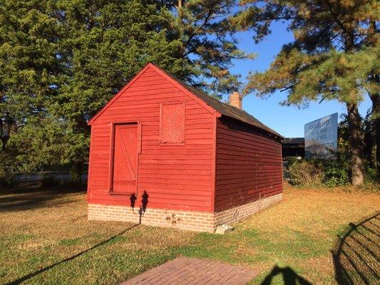 Red house adjacent to Emancipation Oak