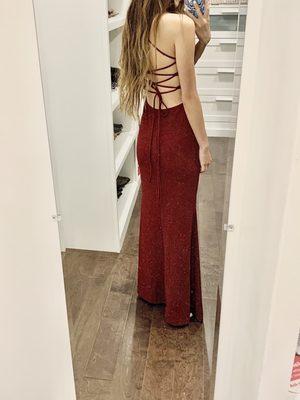 Red evening dress (Ina did a perfect job on hemming this dress)