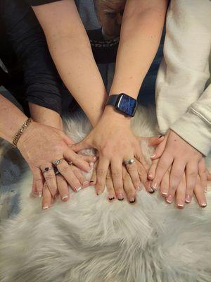 My mother in law, myself and my daughter. Had a girls day getting our nails done. She did an amazing job!