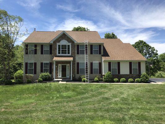 Roof Cleaning using our SoftWash Equipment & Process. A non pressure wash application gently cleans the mildew and algae.