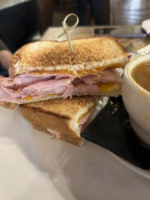 Ham and cheddar sandwich