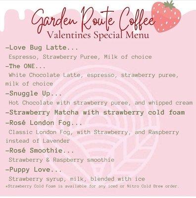 Special Valentines menu