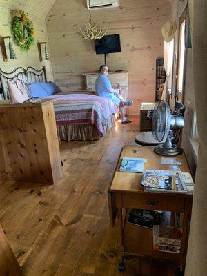 The roost cabin main sleeping area.