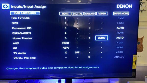 Denon receiver input settings