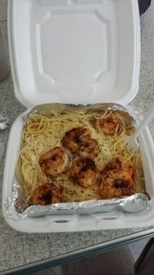 My to go order of angel hair pasta add shrimp :) delicious