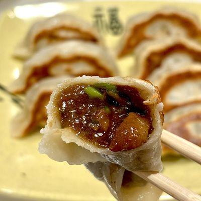 99. Braised Pork Steam Dumpling 
酱肉锅贴