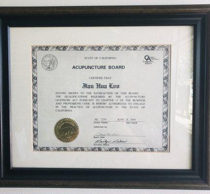 Acupuncture license