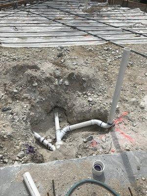 Adding drain line for a new location before Poring concrete