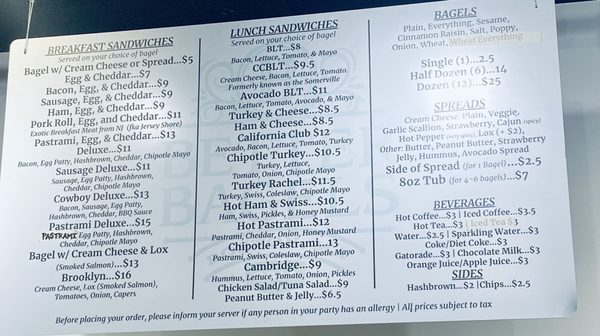 Breakfast/Lunch menu items