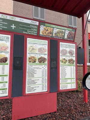 Drive thru menu