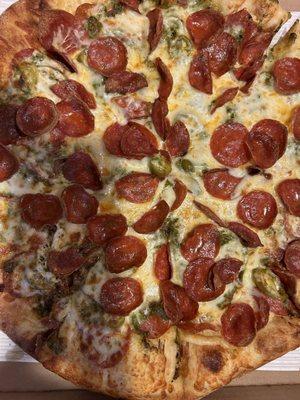 Little Vic's Spicy Pepperoni Pesto Pizza