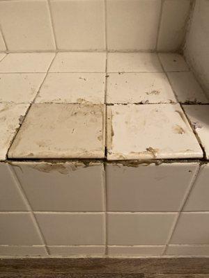 This is after they repaired my cracked tile this is what they left it looking like for weeks