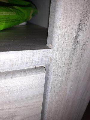 corner of nightstand drawer