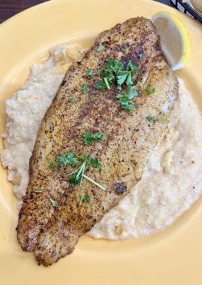 Blackened fish and grits