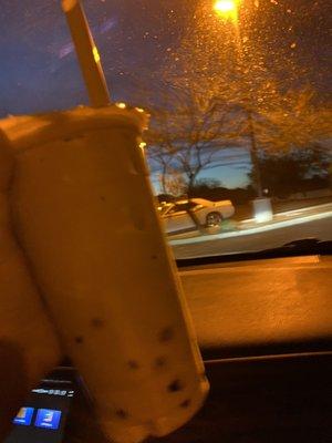 Milk tea snow (poor quality photo doesn't do it justice) but amazing flavor and boba