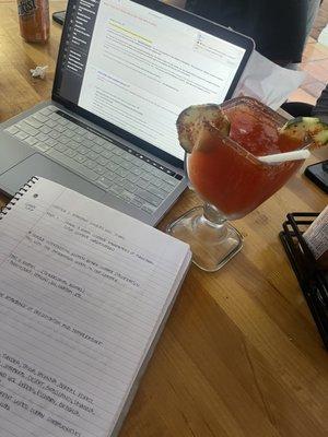 Michelada while studying. Love coming here for food and michelada . It's modelo time y'all .