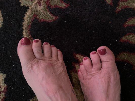 My toe nails were already cut short by me but she made them look good...