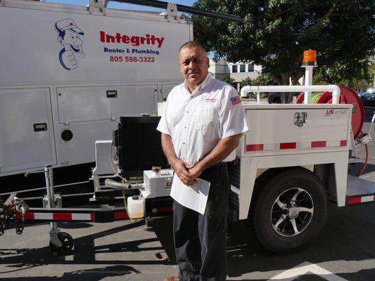 Senior technician Martin just completing a sewer clean with our sewer jetting machine