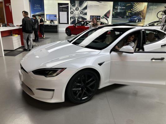 My friends touching their first Tesla! (Nathan not pictured)