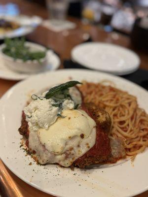 Chicken Parmesan add linguine marinara