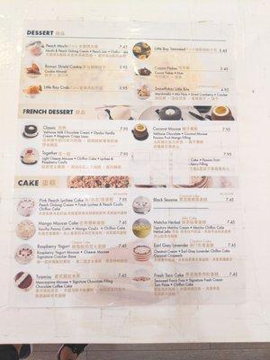 Dessert descriptions