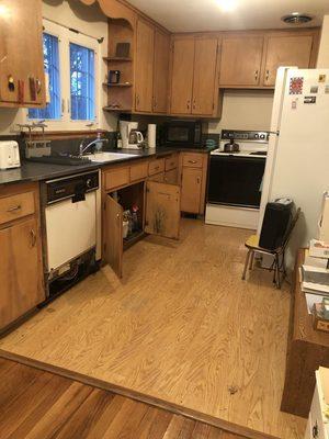 The kitchen after the pipes burst (before).