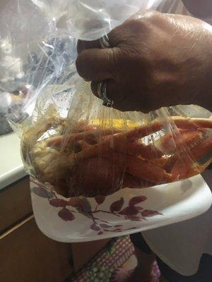 Snow crab legs with red skinned potato