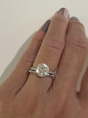 Custom petite diamond distance platinum band