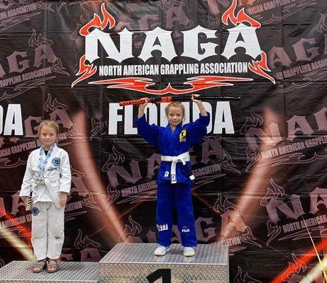 Josslyn taking 1st place at NAGA Florida 2019. Her first tournament with only 2 months of training at Woo!