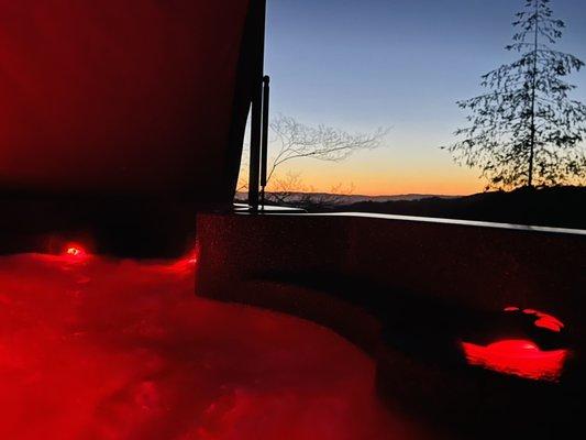 Nighttime view in the hot tub.