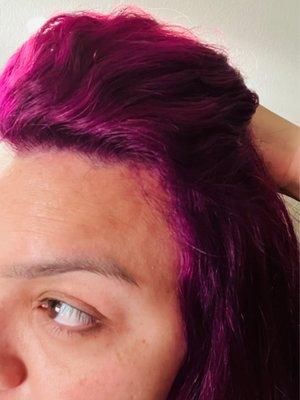 Ion Permanent Bright Radiant Orchid after lightening black boxed dyed hair