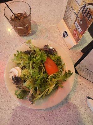 This was the salad they gave me.  Waitress brought it over and said "sorry it looks like shit".  I agreed and didn't eat it.  Horrible food