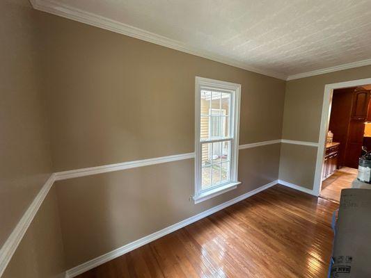 Newly painted dining room. From wine red to  tan!