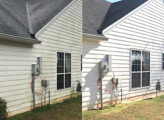 Before and after of our NE side of house.