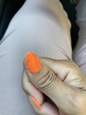 gel polish that had peeled off/not cured correctly