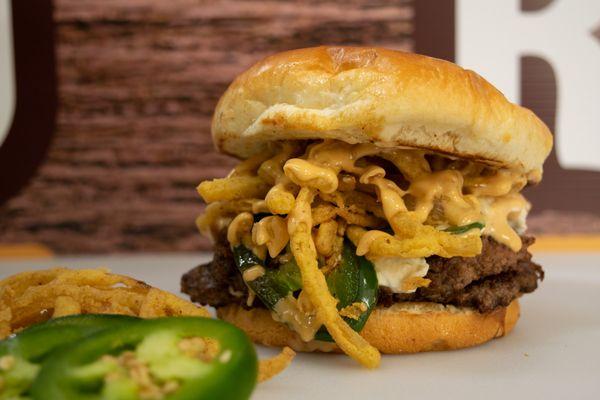 One of our Favorites! The Jalapeno Popper Smashburger is a rich, filling, and towering burger that will leave you full and so satisfied.