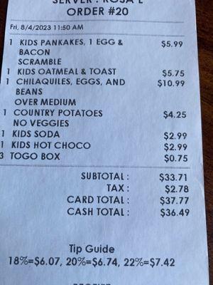 Who charges for TOGO boxes? $2.99 for a shot of chocolate milk and no refills. Ridiculous.