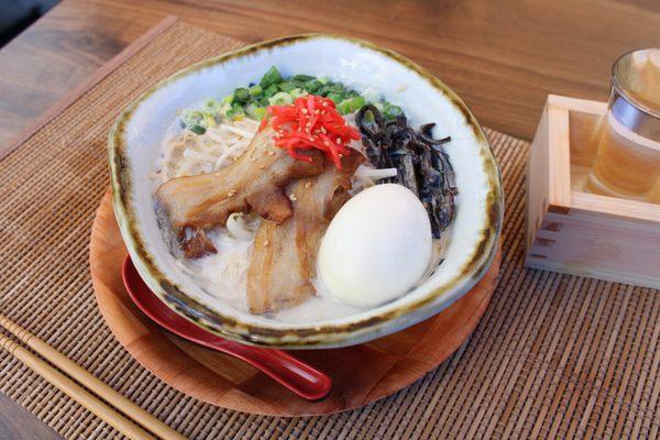 "HAKATA TONKOTSU" Ramen $13.5
 Hakata Style Ramen with Rich Pork Broth