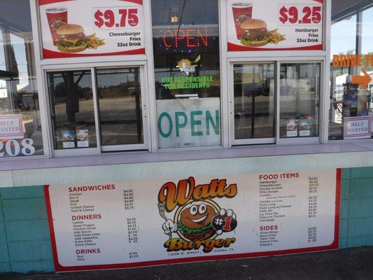 Order window and menu board.