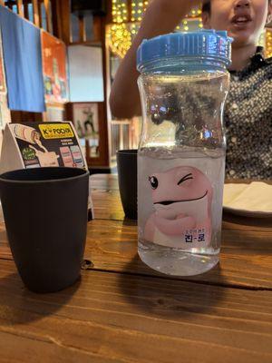 Fun little touches like this frog (a soju company mascot)  on the water.