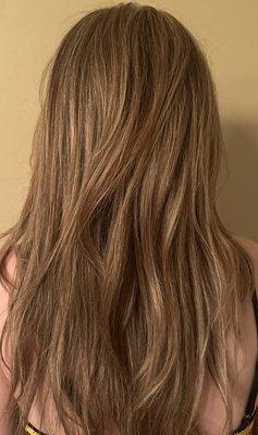 My brunette daughter's hair is now a beautiful golden blond.