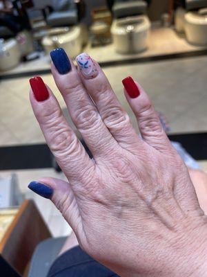 Much needed visit with Judy! July nails! Love chatting with her and relaxing!