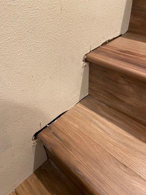 Gaps in the stairwell.