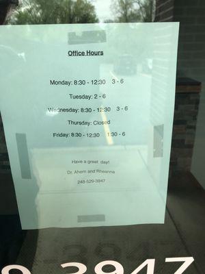 Revised hours