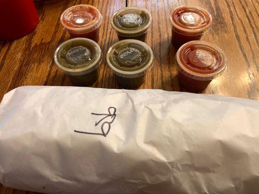 Burrito with sauces