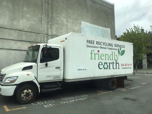 Friendly Earth truck at their Seattle location