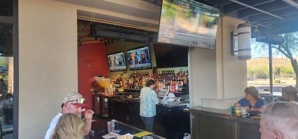 Bar area with inside and patio access