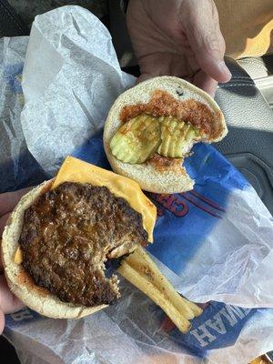 Nasty ass double cheese burger