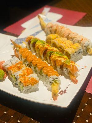 California Roll,Crazy Roll,Kyoki roll, Crystal Roll and Monster roll